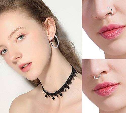 Stainless Steel 4 Pairs Set Clip On Hoop Earrings for Women Men Non Pierced Earrings Silver Jewelry Earrings Set2