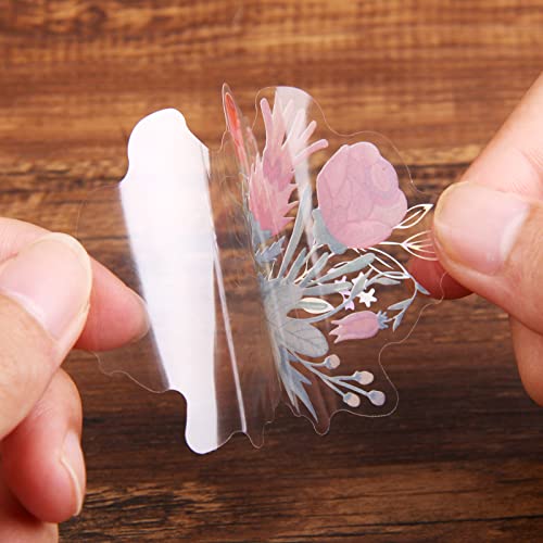Lychii Scrapbooking Stickers, 240Pcs Plants Flowers Decorative Stickers, Hot Stamping PVC Self Adhesive Sticker for Album, Crafts, Calendar, Planner