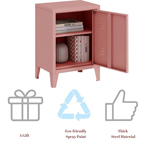 Miocasa Nightstand Modern End Side Table Steel Bedside Storage Cabinet With Shelf Easy Assembly For Living Room Bedroom (Pink) #TOP3