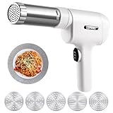 Uspring Electric Pasta Maker, 5-in-1 Handheld Pasta Maker Machine, Portable Noodle Maker with Dough Cutter, Cordless Automatic Noodle Machine, Homemade Spaghetti Maker (White)