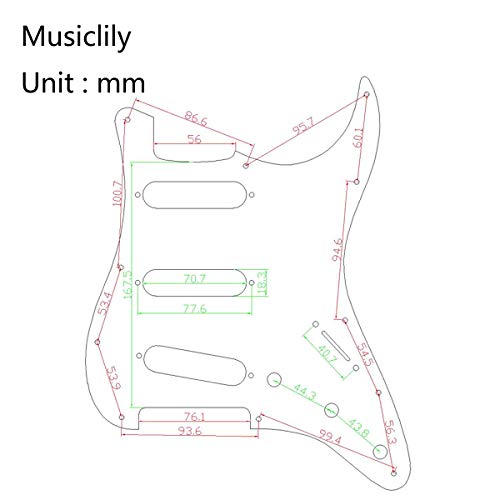 Image of Musiclily SSS 11 Hole Strat Guitar Pickguard for Fender USA /Mexican Made Standard Stratocaster Modern Style, 4Ply Blue Pearl