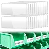 Chunful 25 Pack Clear Protective Plastic Label Holder 2.95in x 1.175in for 30210 30220 30224 Shelf Bins, Clear Card Holders with Top Open for Loading