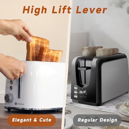 Image of Aigostar Retro 2 Slice Toaster, Stainless Steel, White