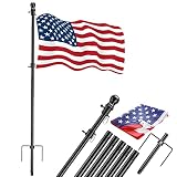 Flag Poles for Outside House Inground - 1" Tangle Free Flag Pole Kit with 3x5 American Flag for Outd
