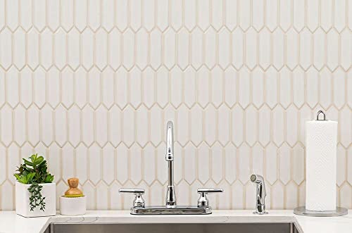 Tenedos Beige Hues Elongated Hexagon Picket Vintage Look Ceramic Wall
