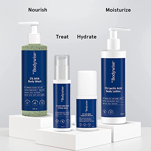 Image of Be Bodywise Summer Essential Kit | Includes Sunscreen Lotion with SPF 50 PA+++ & Underarm Roll On | 1% Kojic Acid, 0.20% Niacinamide & 4% AHA BHA | Prevents Tan, Odour & Fades Pigmentation | 150ml