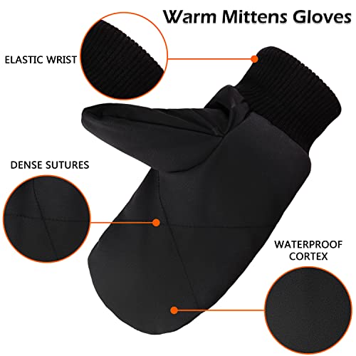 Vanrolldex Winter Down Gloves Waterproof Warm Gloves Women Windproof Mittens Gloves For Men Thermal Snow Gloves Gift In Cold Weather (Black) #TOP1