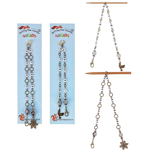 NBEADS 2 Pcs Knitting Row Counter Chains, Acrylic Number Beaded Stitch Marker for Knitting Crochet Tracking Project Progress