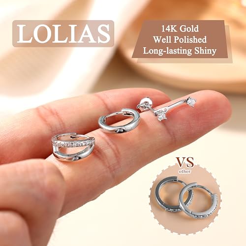 LOLIAS 3 Pairs Sterling Silver Stud Hoop Earrings Set for Women - Image 6