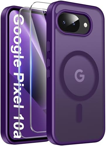 Opkiegrn Magnetisch für Google Pixel 10a Hülle, Dunkelviolett | 2x Schutzfolie, Kompatibel mit MagSafe, Militärnorm Schutz, Stoßfest Transluzente Matt Schutzhülle Pixel 10a Hülle