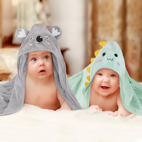 Aolso Kapuzenhandtuch Baby, 80 x 80 cm, Baby Badetuch Set, Babyhandtuch mit Kapuze, Bademantel aus Korallenvliesfür… – Ansicht 6