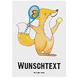 Mr. & Mrs. Panda Personalisierte Postkarte Fuchs Tennis spielen - Geschenke, Personalisierbar, Ansichtskarte mit Namen, Geschenk, Bedrucken, Karte, Tennisclub, Grußkarte Wunschtext, Ballsportart