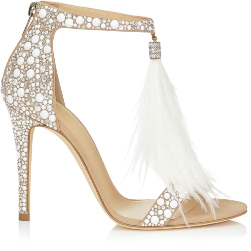 Women's Tassels Rhinestone Heeled Sandals Wedding Dress White Sandals Stiletto Heel Pearl4