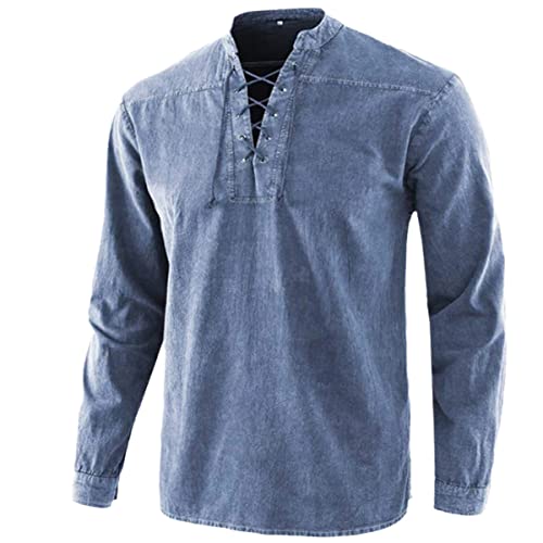 T-shirt homme manches longues bleu pour vos sorties décontractées