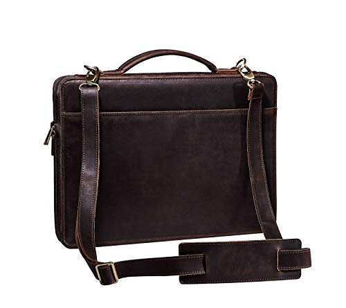 Handmade Business Leather Portfolio Briefcase for Men,Business Zippered Legal Pad Padfolio Organizer