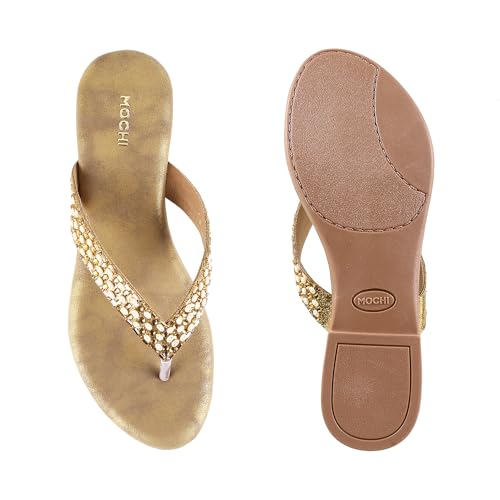 Image of Mochi Women Flat Beaded Ethnic Chappal