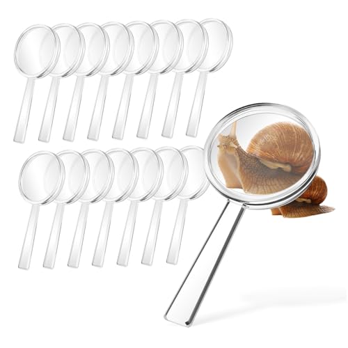 HOMSFOU 16 Stück 8-fache Kinder Handlupe Vergrößerungsglas Aus Robustem Kunststoff Ergonomisch Pädagogisch Für Schule Und Entdeckungsspiele