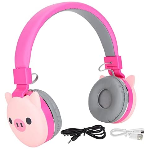 Cuifati Auriculares para Niños, Bluetooth 5.0, Micrófono y Diseño Plegable (Cerdito Rojo) Cover
