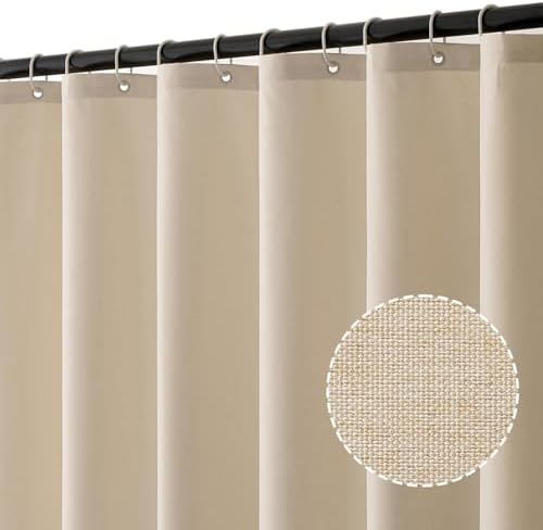 MIULEE Duschvorhang Leinen Texturiert 120 x 200 cm Hell beige Anti Schimmel | Schwerer Hotel Luxus Polyester Wasserdicht Duschvorhänge,Shower Curtain Waschbar Stoff Badvorhang für