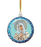 Needzo Russian Icon Virgin Mary Extreme Humility Religious Christmas Ornament Decoration 4 1/2 Inch, Blue, Not Breakable Ornament, Our Lady of Sorrows