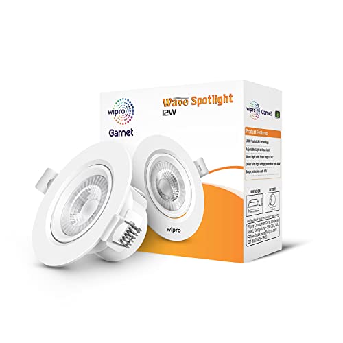 wipro Polycarbonate Garnet 12W Round LED Wave Spotlight|Cob Spotl...