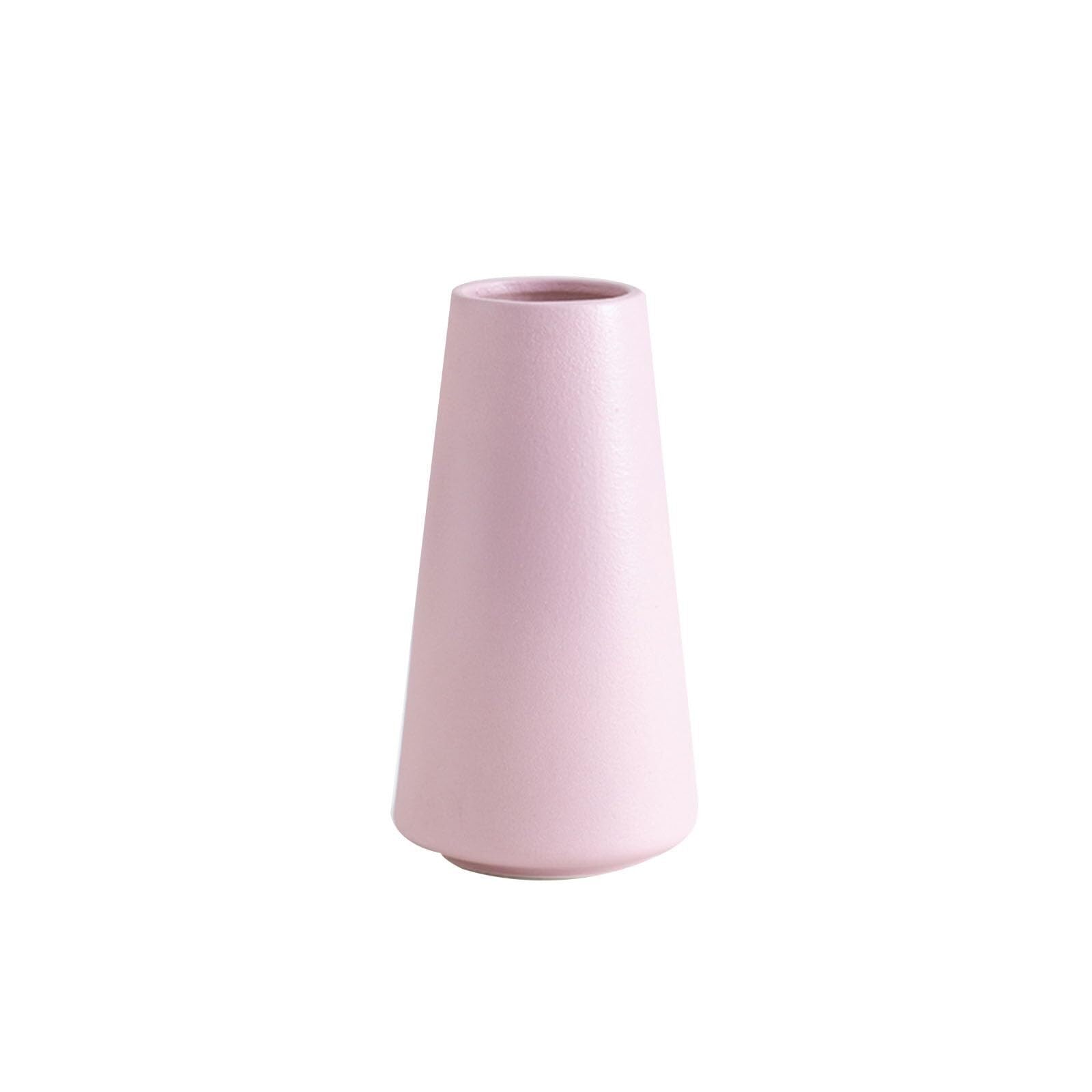 Modern Farmhouse Decor Ceramic Purple Vase Fashion Design Decorative for Home Decoration Gifts for Couples(Pink F,8.5 * 8.5 * 15CM)