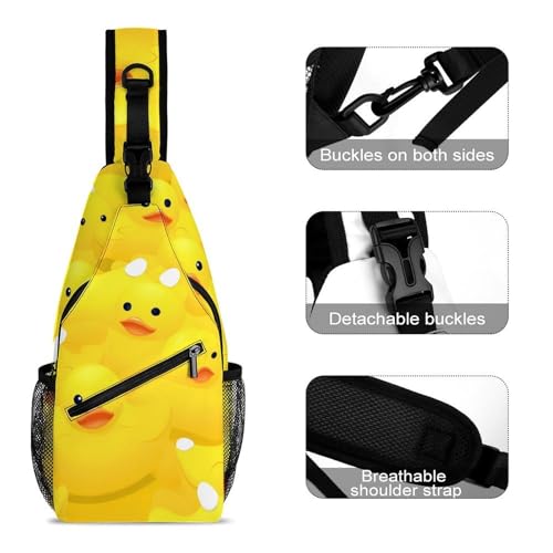 Cute Yellow Rubber Duck Sling Bag Crossbody Travel Hiking Chest Multipurpose Travel Daypack for Women Men3