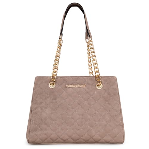 Image of Montana West MEDIUM Tote Bag for Women Quilted Chain Handbags Shoulder Purse
