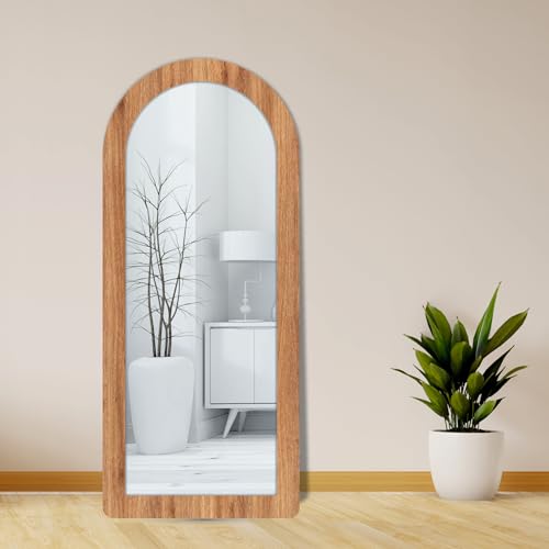 Image of Creative Arts n Frames 18x42 inch Long Wooden Irregular Curve Zigzag Shape Wall Hanging Wall Mount Full Length HD Mirror Home Decor Items (Natural Iqurel Oak Arch 18x42 inch Mirror)