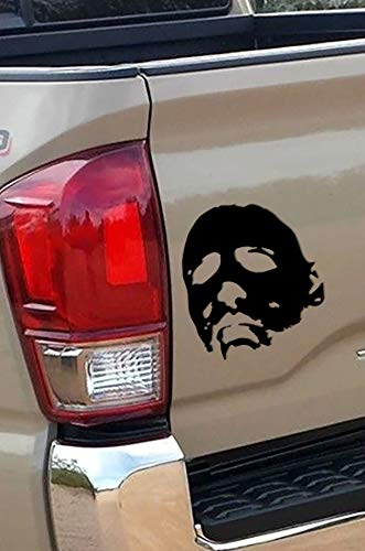 Michael Myers Creepy Face 5.5"| Black Vinyl Decals Scary Horror Movies |Creepy Halloween Stickers for Cars, laptops| MAZ-369