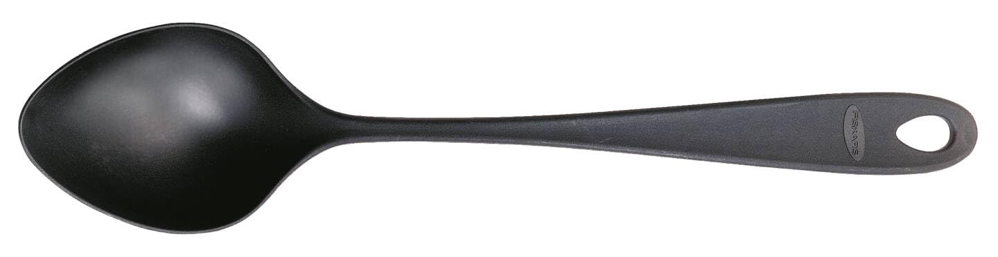 Fiskars Pointed Spoon, Essential, Plastic, Length: 29.5 cm, Black, 1065592