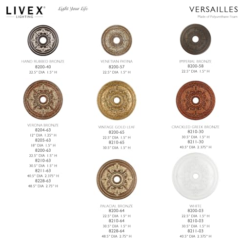 Image of Livex Lighting 8210-64 Ceiling Medallion, Palacial Bronze | Gilded Accents
