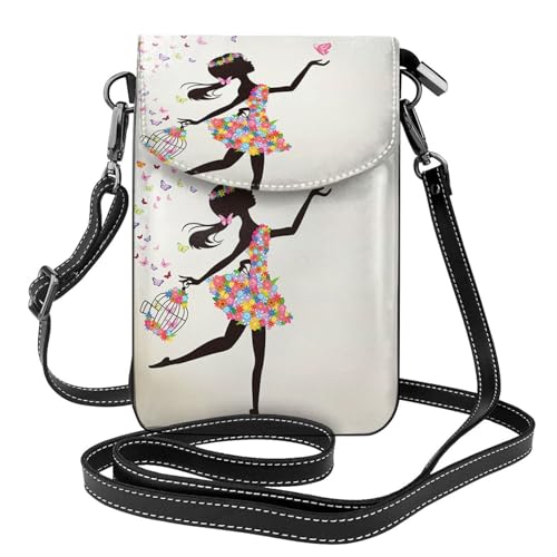 Sac à bandoulière en cuir noir avec motif papillon pour fille
