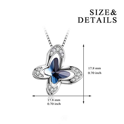 Aoboco Butterfly Necklace Sterling Silver Women Necklace With Austria Crystals, Butterfly Gifts For Butterfly Gifts, Fine Anniversary Birthday Morpho Helena Butterfly Jewelry Gifts For Women(Blue) #TOP4