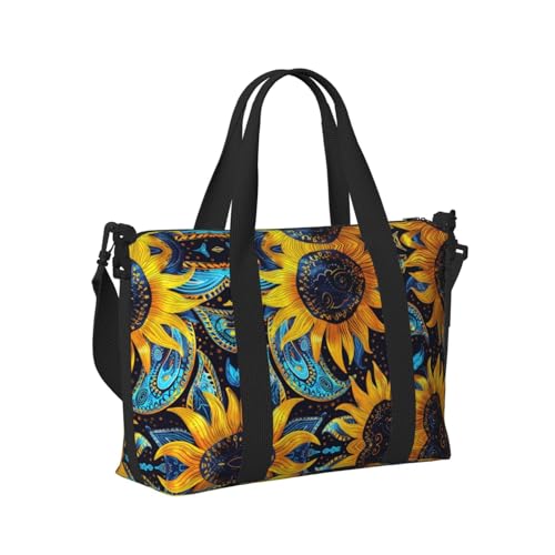 Travel Bag for Weekend Trips, Airplane Carry-On with Adjustable Strap, Sunflower (25)