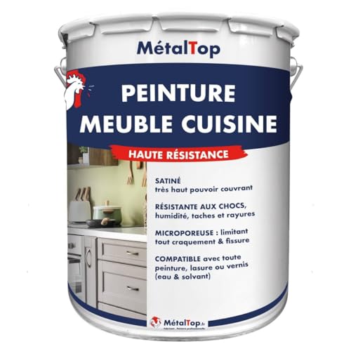 Metaltop - Peinture Meuble Cuisine - Blanc pur - RAL 9010-1 L - Offre une résistance optimale à...