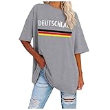 Camiseta de Campeonato de Europa para mujer, informal, con estampado de letras, cuello redondo, manga corta, talla grande, suelta, camisa de Navidad, blusa transparente sexy, Gris Claro-1, XL