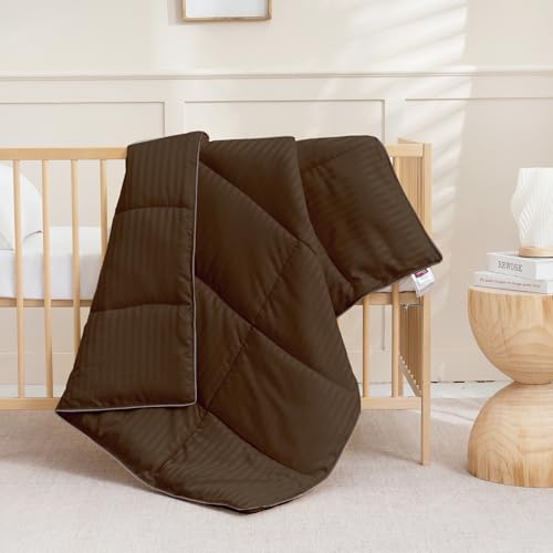 Image of ZPECC Toddler Down Alternative Comforter, 39x47 Hypoallergenic Baby Blanket Quilt, Soft Breathable Lightweight All Season Kids Duvet Insert for Crib Stroller Cot Daycare, Brown