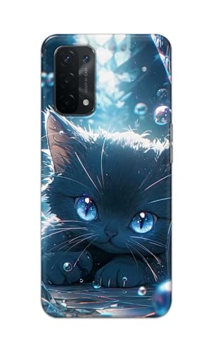Image of Printed Hard Back Cover Case for Oppo A54 5G | Oppo A74 5G | Oppo A93 5G | Oppo A93s 5G Back Cover (Cute Cat) -1111