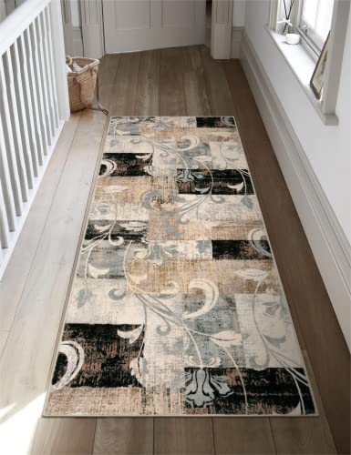 Lahome Modern Geometric Runner Rug, 2X5 Washable Hallway Rug Runner Non Slip Soft Kitchen Rugs Runner Carpet For Entryway Bathroom Laundry Bedroom Home Office, Brown #TOP15