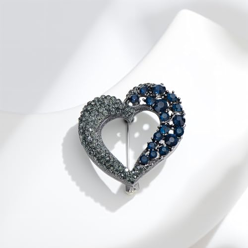 Image of Heart Brooches for Women Rhinestone Crystal Heart Brooch Pin Gift for Wife Girlfriend
