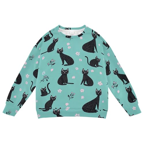 JUNZAN Sweet American Curlcats Turquoise Kids Boys Sweatshirt Hoodie Crewneck Tops Clothing Shirts Camping 4T