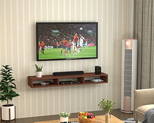Image of Anikaa Zion Engineered Wood Wall Mount TV Unit /TV Stand /Wall Set Top Box Stand /TV Cabinet /TV Entertainment Unit (Walnut)(D.I.Y)