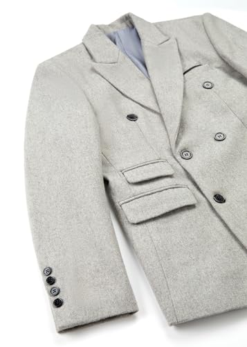 Men's Suit Double-Breasted Notch Lapel Tweed Woollen Jackets Smart Wedding Blazer Regular Fit4