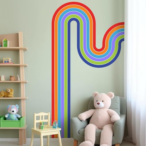65" x 116" Large Removable Boho Rainbow Road Wall Decor