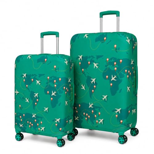 Image of Printed Luggage Cover for Traveling Bag & Suitcase - Stretchable & Scratchproof Trolley Protector with Velcro Lock & Lightweight Washable Material(Suitcase Bag Not Included, Only Cover in Product)