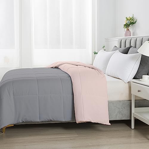 Image of Razzai Restful Sleep Microfiber Summer Season Ac Reversible Comforter 220 GSM (90 inch x 90 inch Inches /228cm x 228cm) - Queen Size Comforter|Silver /Peach|