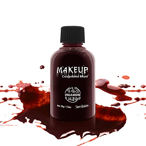 VIOLA HOUSE SFX Sangue Finto, Fake Blood Gel Sangue per Trucco Horror, Halloween Sangue Zombie, Gel Rosso Scuro per Effetti Speciali. (50 g/1,76 oz)