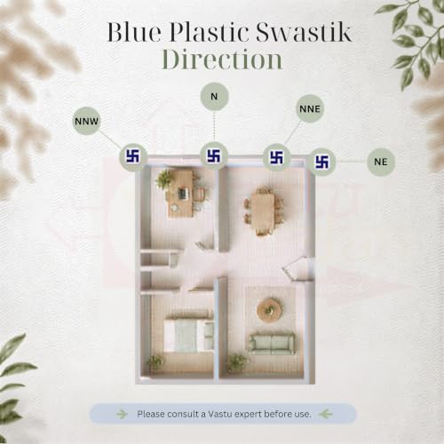 Image of Plastic Blue swastik Pyramid Plate | Size- 2.5 Inch Approx | Wall Sticking Swastik | Pack of 2 | Prosperity & Peace Enhancer