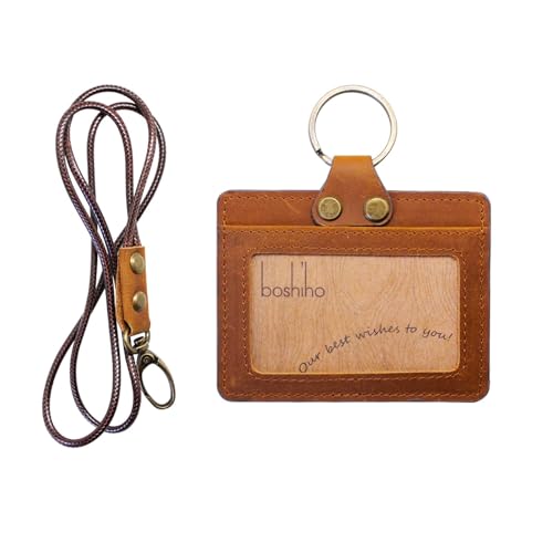 Porte-badge en cuir avec cordon de 48,3 cm pour cartes d'accès et d'identité